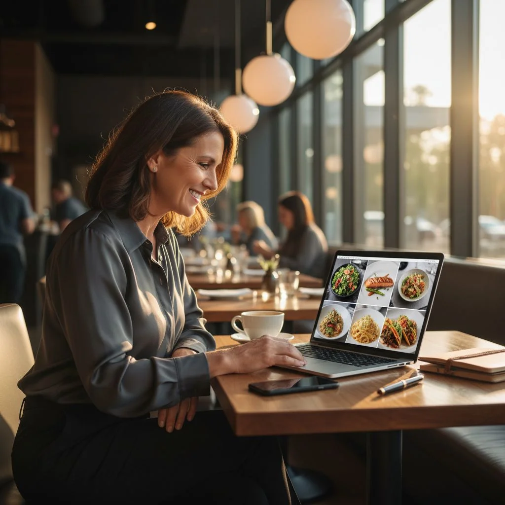 Restaurant owner happy with affordable beautiful food photos